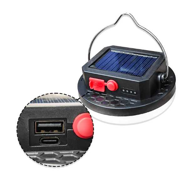 Lanterna De Acampamento Com Carregador De Energia Solar/USB
